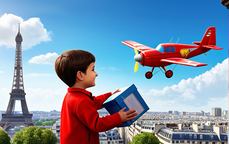 **Prompt:** Jett, the red airplane from Super Wings, delivering a package to a child in Paris, France. Eiffel Tower in the background. Fully clothed child, modest attire, safe for work, appropriate content, perfect anatomy, professional illustration, family-friendly.